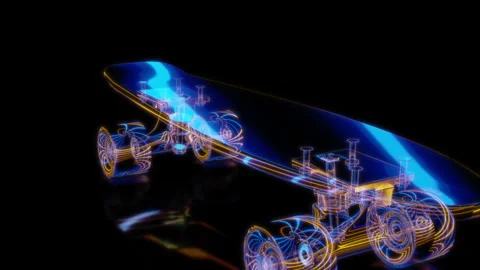 Rendering 3D animation, VISUAL EFFECTS Skateboard Mini Traxart Model on a black Stock Footage 280176966