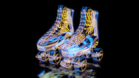 Rendering 3D animation, VISUAL EFFECTS Roller Skates Model on a black background Video stock 280177136
