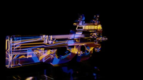 Rendering 3D animation, VISUAL EFFECTS Gun Model on a black background Stock Footage 280225541