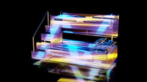 Rendering 3D animation, VISUAL EFFECTS Kids bunk bed Model on a black background Stock Footage 280375889