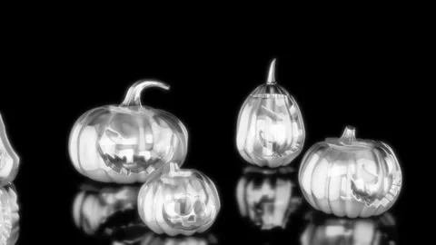 Rendering 3D animation, VISUAL EFFECTS Halloween pumpkins set Model on a black Stock Footage 280688533