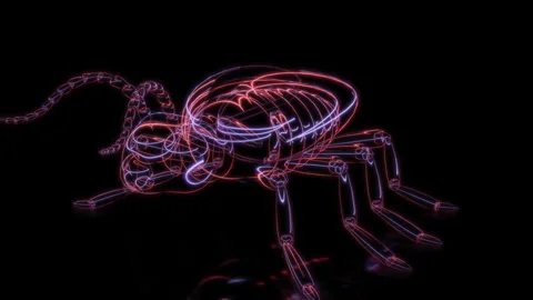 Rendering 3D animation, VISUAL EFFECTS Cute Alien Insect Model on a black Video stock 280999479