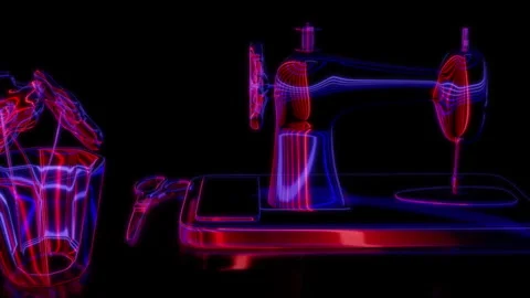 Rendering 3D animation, VISUAL EFFECTS Sewing machine Model on a black Video stock 281854475