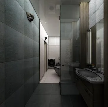 Rendering 3D of a modern bathroom interior design Stock Illustration