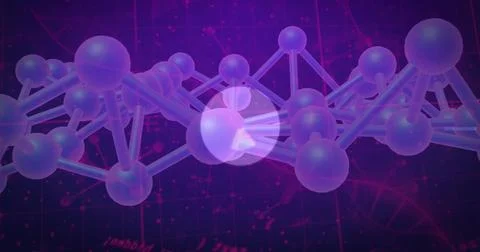 Rendering 3D molecular model featuring central bright node in lab render, glossy Ilustração Stock