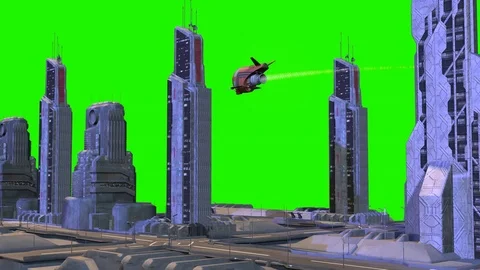 Rendering 3D of small aircraft in flight between skyscrapers. Stock Footage 116714265