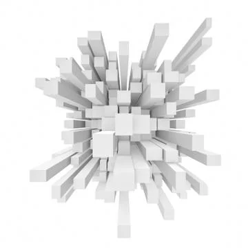 Rendering of abstract cube mosaic in perspective on white background Stock-Illustration