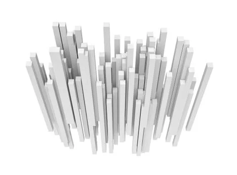 Rendering of abstract different sized lines on white background Stock Illustration