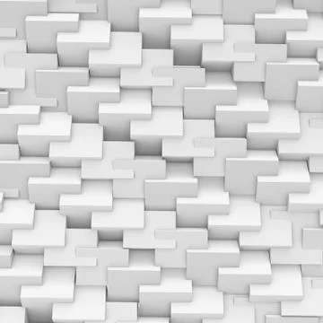 Rendering abstract texture made of repeated faceted cubes on white background Ilustración de archivo