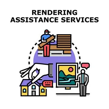 Rendering assistance services for construction and real estate Ilustración de archivo