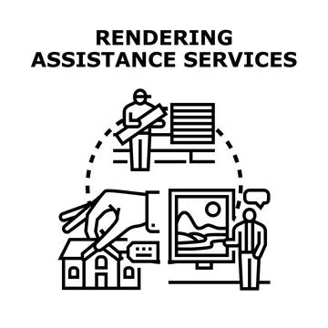 Rendering assistance services for construction and real estate Stock Illustration