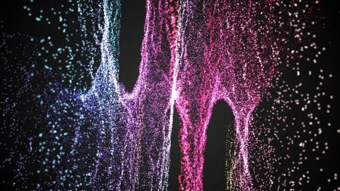 Rendering background with twisted particle strings. Dark digital abstract 스톡 일러스트