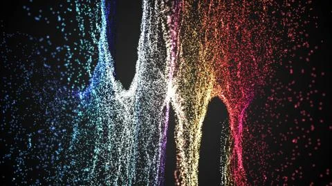 Rendering background with twisted particle strings. Dark digital abstract 스톡 일러스트