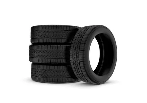 Rendering black tires, isolated on white background Stock Illustration