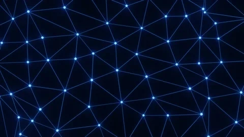 Rendering of blue network line renderings on a black background Stock Footage 136398342