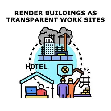 Rendering buildings as transparent work sites development Ilustración de archivo