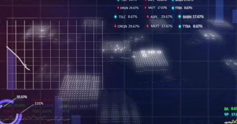 Rendering central panel on dark dashboard showing gridded chart circular bar Stock Illustration