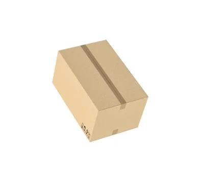 Rendering of closed light beige cardboard mail box taped with duct tape Stock Illustration