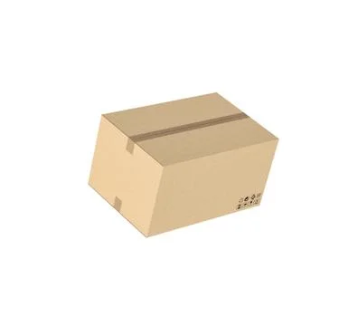 Rendering of closed light beige cardboard mail box taped with duct tape Stock Illustration