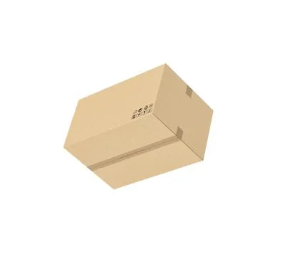 Rendering of closed light beige cardboard mail box taped with duct tape Ilustración de archivo
