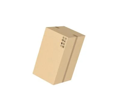 Rendering of closed light beige cardboard mail box taped with duct tape Stock Illustration