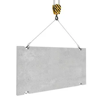 Rendering of concrete slab hanging on hook with two ropes Stock Illustration