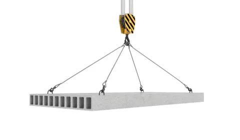 Rendering of concrete slab hanging on hook with four ropes イラスト素材