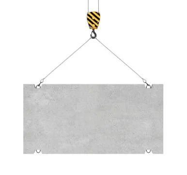 Rendering of concrete slab hanging on hook with two ropes イラスト素材