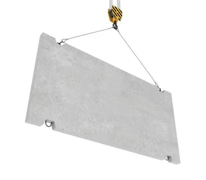 Rendering of concrete slab hanging on hook with two ropes Stock Illustration