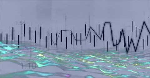 Rendering data visualization in digital 3D environment, with mesh and black bar Foto stock