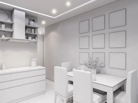 Rendering design interior of modern kitchen Stock-Illustration