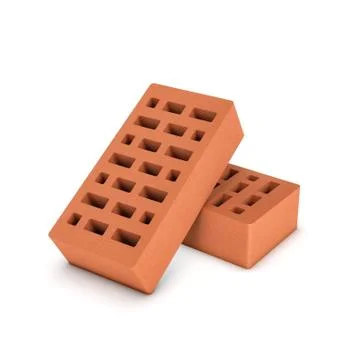 Rendering of face bricks isolated on white background Stock Illustration