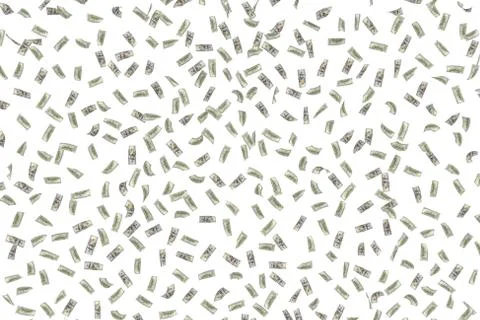 Rendering of falling dollar bills, isolated on a white background Stock-Illustration