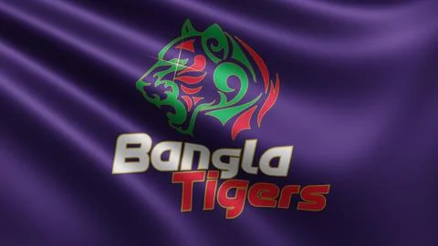 Rendering of the flag of the Bangla Tigers cricket team that plays cricket Stock Illustration