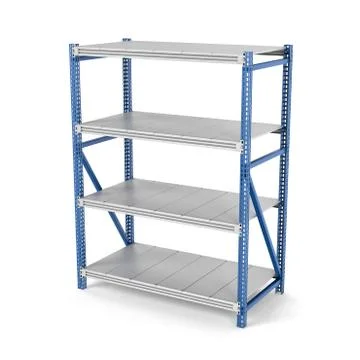 Rendering of four-storey metal rack isolated on the white background Stock Illustration