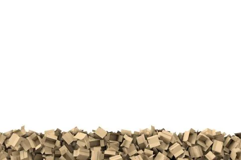 Rendering frame made of light beige empty cardboard mail boxes lying at the Stock Illustration