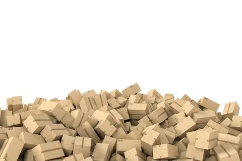 Rendering frame made of light beige cardboard mail boxes lying at the bottom on Stock Illustration