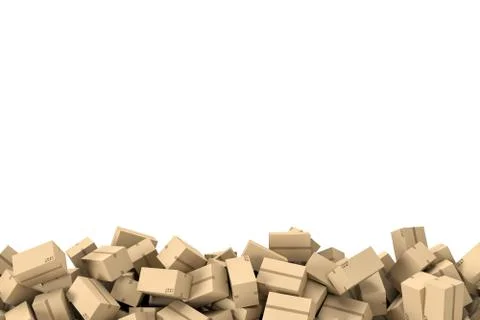 Rendering frame made of light beige cardboard mail boxes lying at the bottom on Stock Illustration
