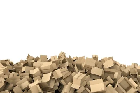 Rendering frame made of light beige open cardboard mail boxes lying at the Stock Illustration
