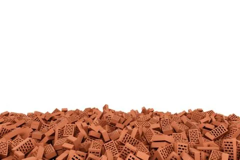 Rendering frame made of red bricks lying at the bottom on white background Stock Illustration