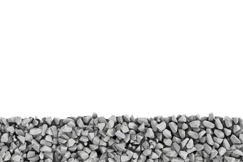 Rendering frame made of stones lying at the bottom on white background Stock Illustration