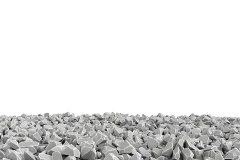 Rendering frame made of stones lying at the bottom on white background Stock Illustration