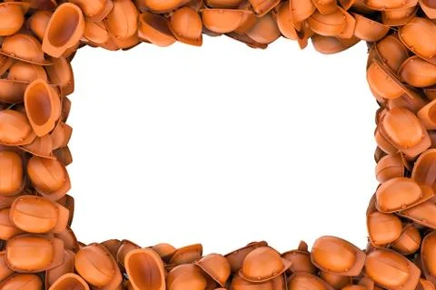 Rendering frame of orange plastic work helmet's Stock Illustration