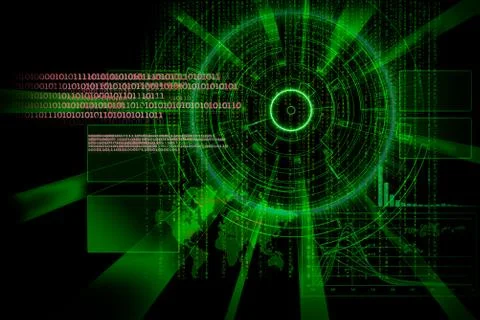 Rendering of a futuristic cyber background target with laser light effect Stock Illustration