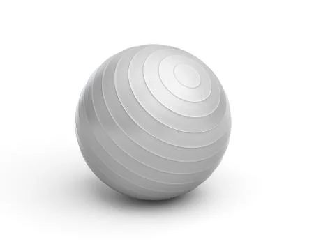 Rendering of grey ridged exercise ball isolated on white background Stock Illustration