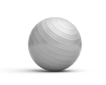 Rendering of grey ridged exercise ball isolated on white background Stock Illustration