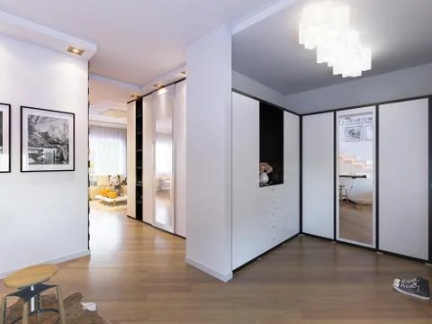 Rendering hall interior design Stock Illustration