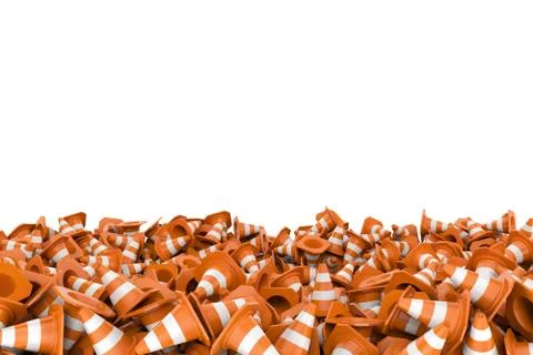 Rendering heap of road cones lying each on other Stock Illustration