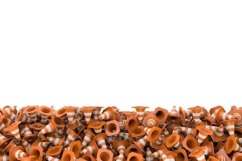 Rendering heap of road cones lying each on other Stock Illustration
