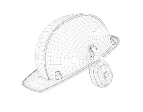 Rendering helmet wire with protection of ears, isolated on white background Stock Illustration